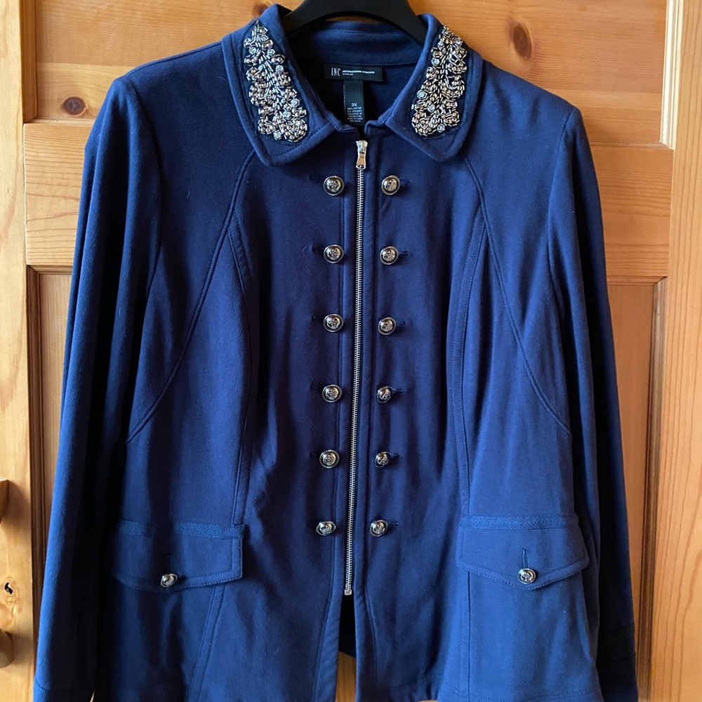 Jacket with beaded collar